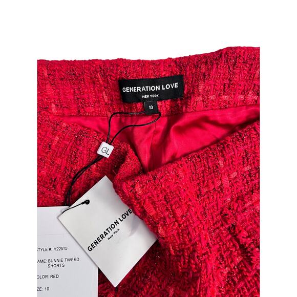 GENERATION LOVE Bunnie Tweed Shorts in Red Sz 10 NWT - Picture 3 of 9